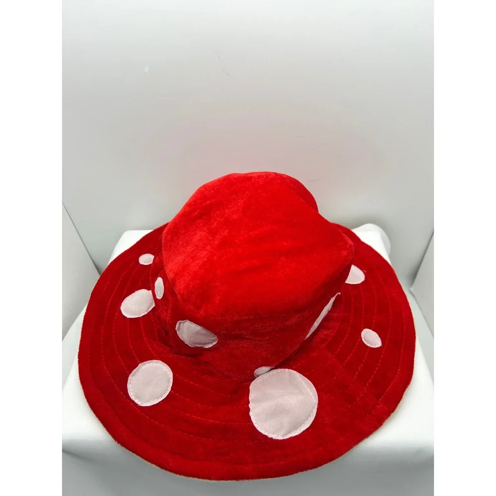 Spirit Halloween Red Mushroom Toadstool Polka Dot Velvet Hat Costume 01572940